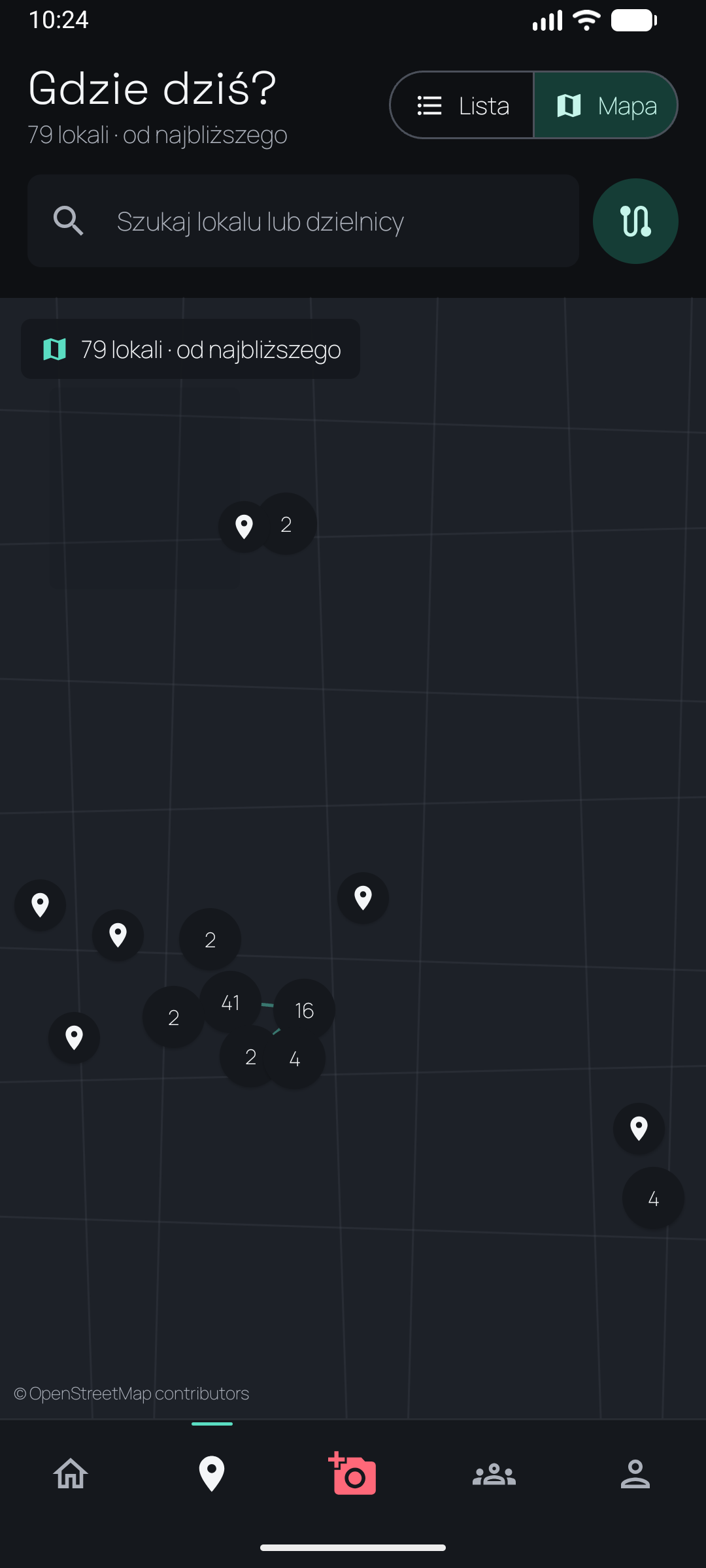 Mapa lokali w aplikacji Hopla